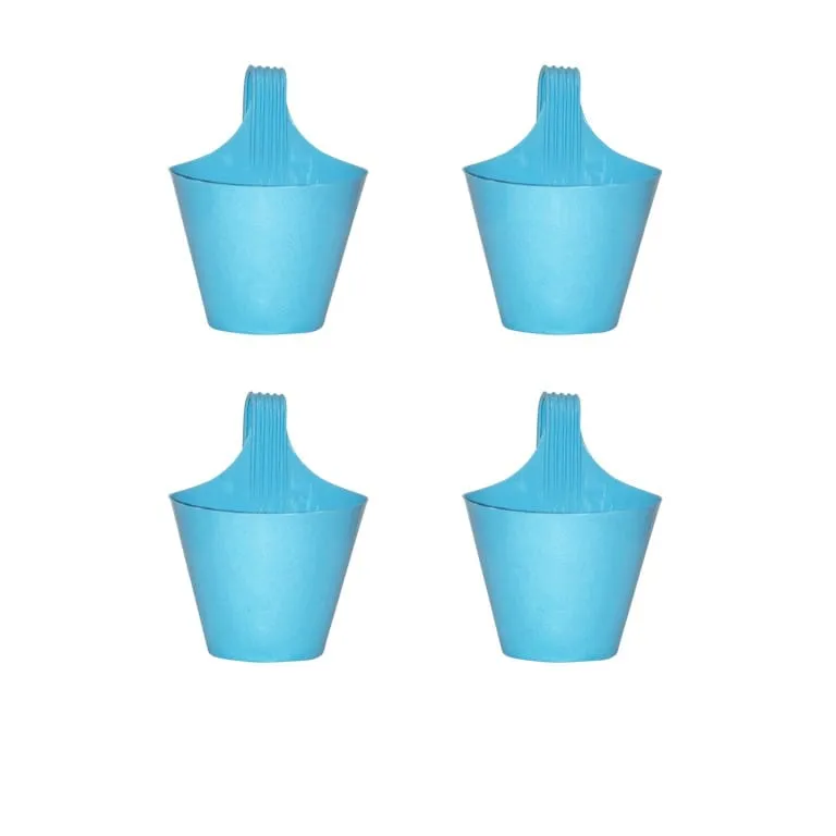 Set of 4 - 8 Inch Blue Marble Single Hook Hanging Plastic Pot