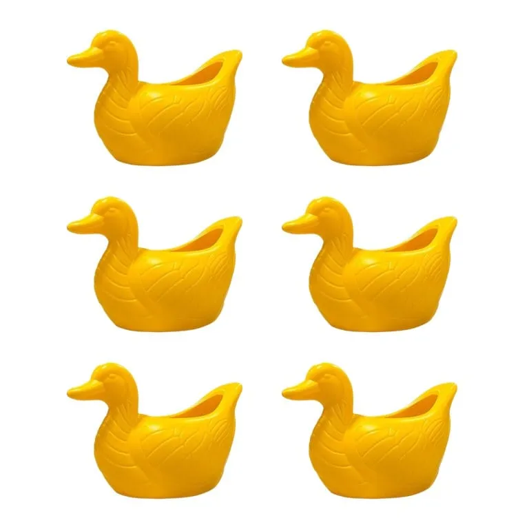 Set of 6 - 6.5 X 5.5 Inch Yellow Premium Duck Plastic Pot