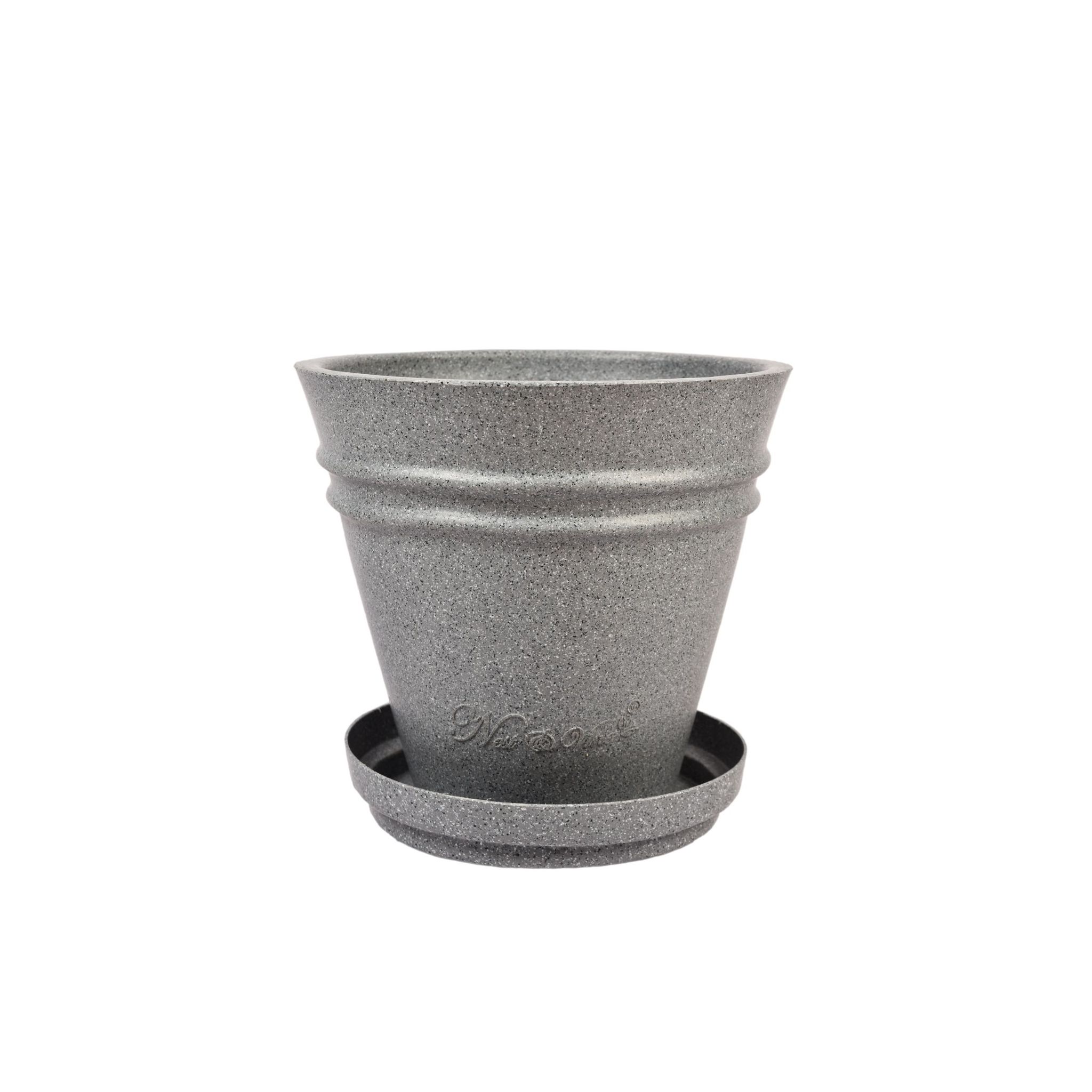 12 X 12 Inch Grey Premium Konus Fiberglass Planter - Durable large size decoratiive fiber pot for indoor outdoor plants with 5 year warranty