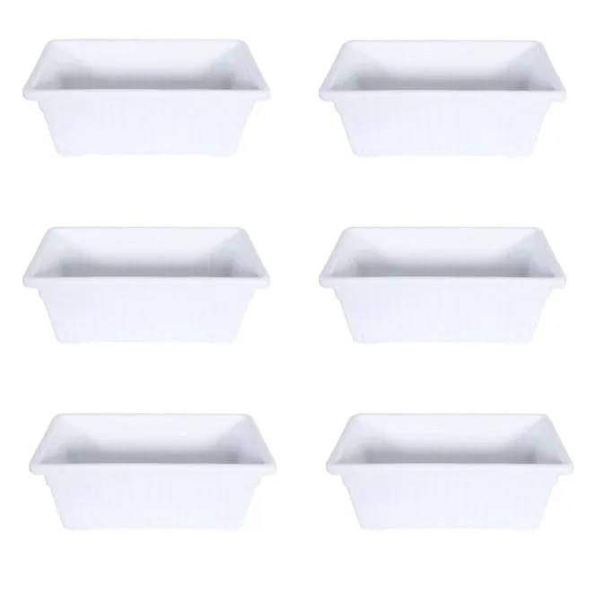 Set of 6 - 14 Inch White Premium Jupiter Rectangular Window Planter