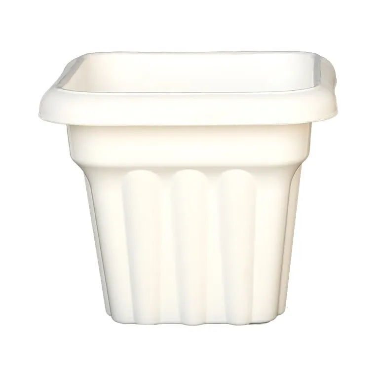 10 Inch White Heavy Square Plastic Pot