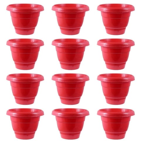 Set of 12 - 12 Inch Terracotta Red Classy Plastic Pot