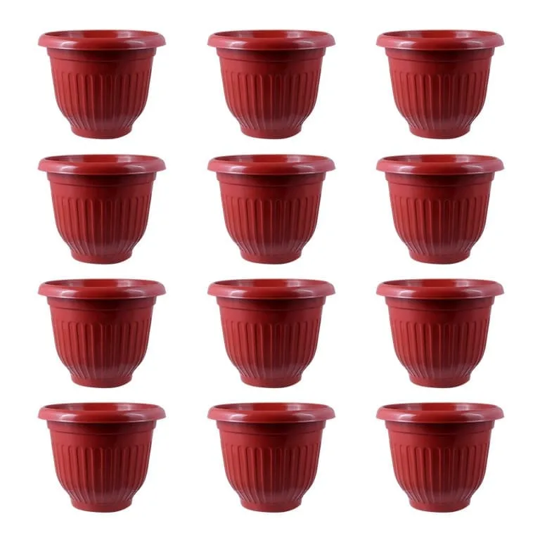 Set of 12 - 10 Inch Terracotta Red Olive Plastic Pot