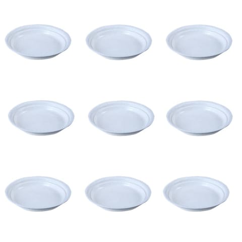 Set of 09 - 6.5 Inch White Premium Round Trays - To keep under the Pots