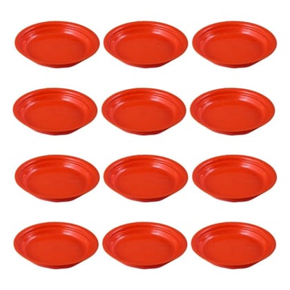 Buy Set of 12 - 5 Inch Terracotta Red Premium Round Trays - To keep under the Pots Online | Urvann.com