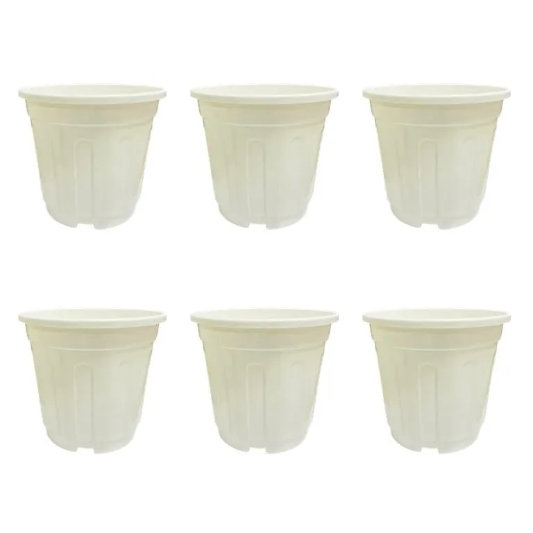 Set of 06 - 6 Inch White Super Nursery Pot