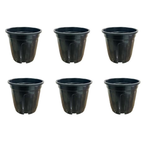 Set of 06 - 6 Inch Black Super Nursery Pot