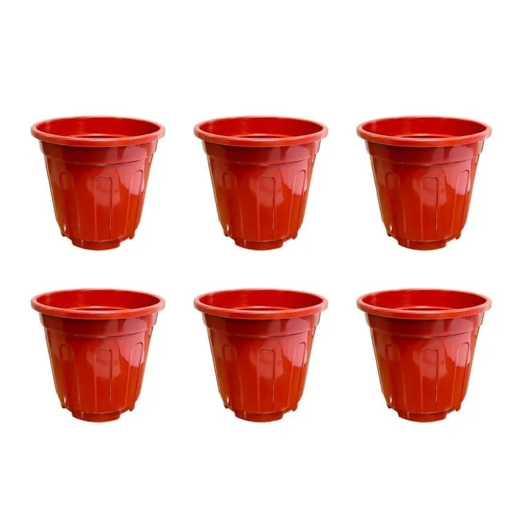 Set of 06 - 12 Inch Red Super Nursery Pot
