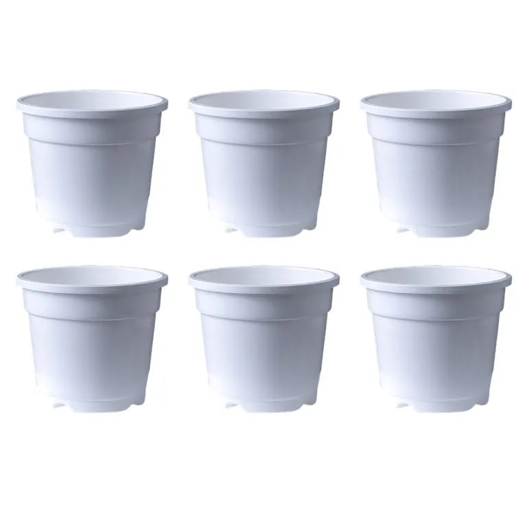 Set of 06 - 10 Inch White Nursery Pot
