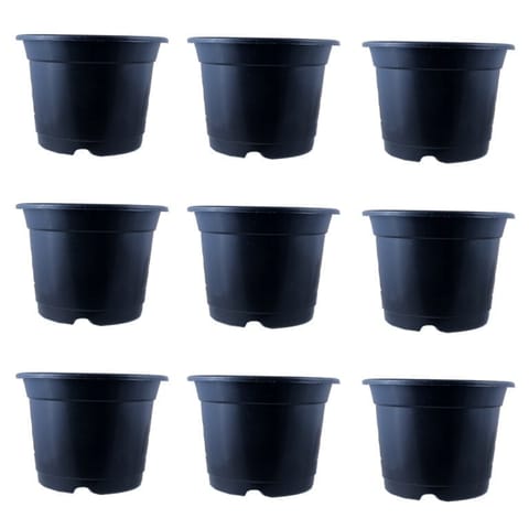 Set of 09 - 8 Inch Black Nursery Pot