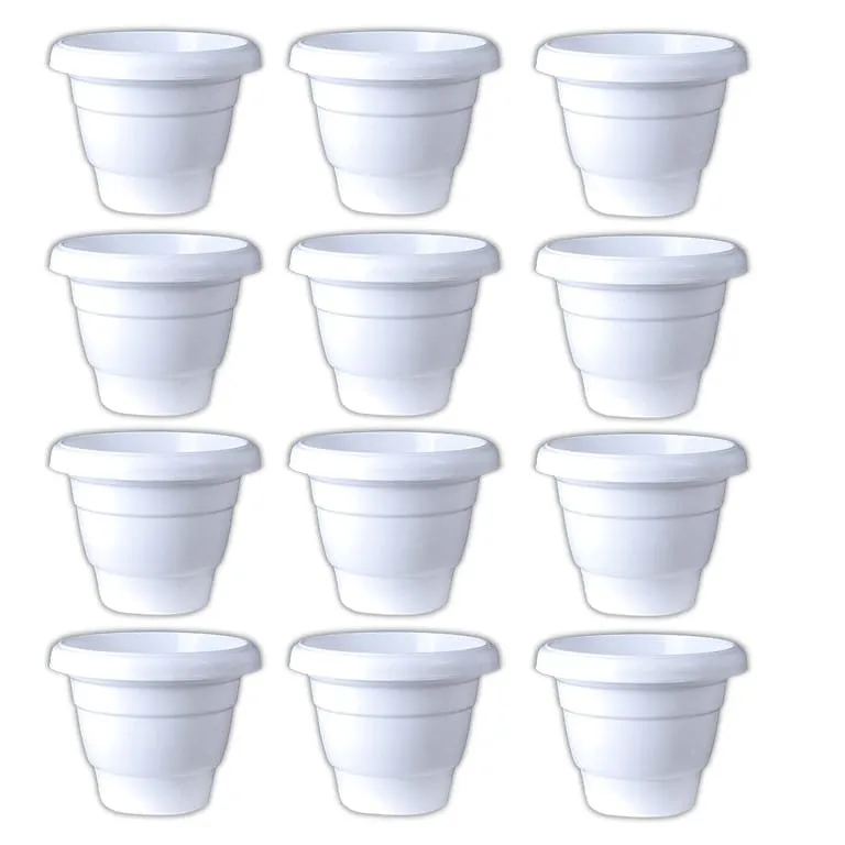 Set of 12 - 14 Inch White Classy Plastic Pot