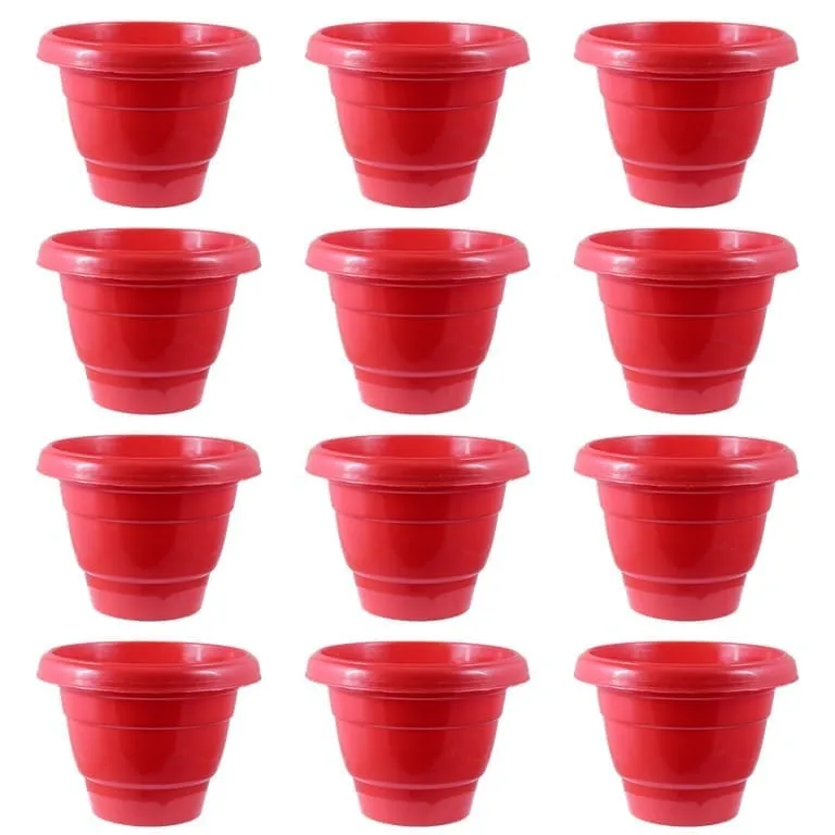 Set of 12 - 14 Inch Terracotta Red Classy Plastic Pot