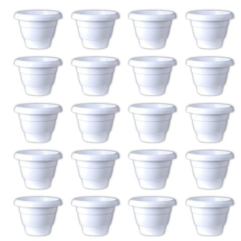 Set of 20 - 8 Inch White Classy Plastic Pot