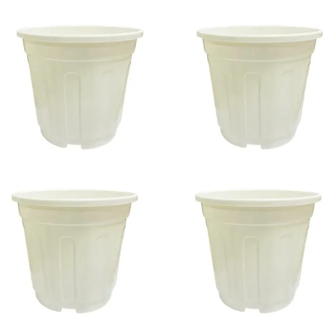 Set of 04 - 12 Inch White Super Nursery Pot