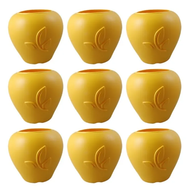 Set of 09 - 7 Inch Yellow Premium Apple Leaf Plastic Pot