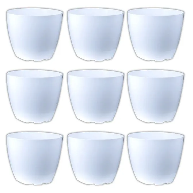 Set of 09 - 6 Inch White Premium Orchid Round Plastic Pot