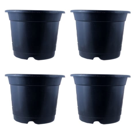 Set of 04 - 8 Inch Black Nursery Pot