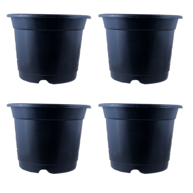 Set of 04 - 8 Inch Black Nursery Pot