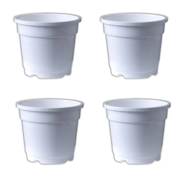 Set of 04 - 8 Inch White Nursery Pot