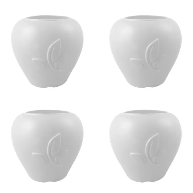 Set of 04 - 7 Inch Plain White Premium Apple Leaf Plastic Pot