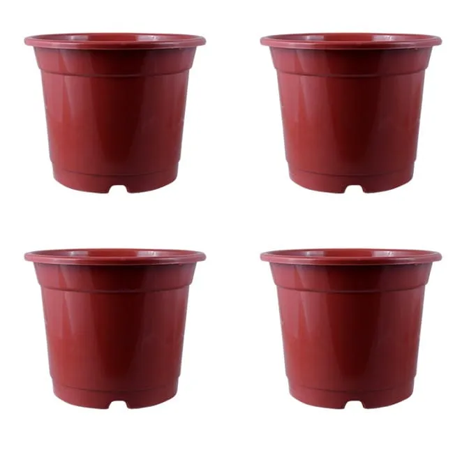 Set of 04 - 4 Inch Red Nursery Pot