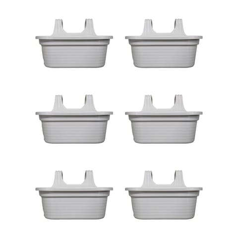 Set of 6 - 14 X 10 Inch White Double Hook Hanging Plastic Pot