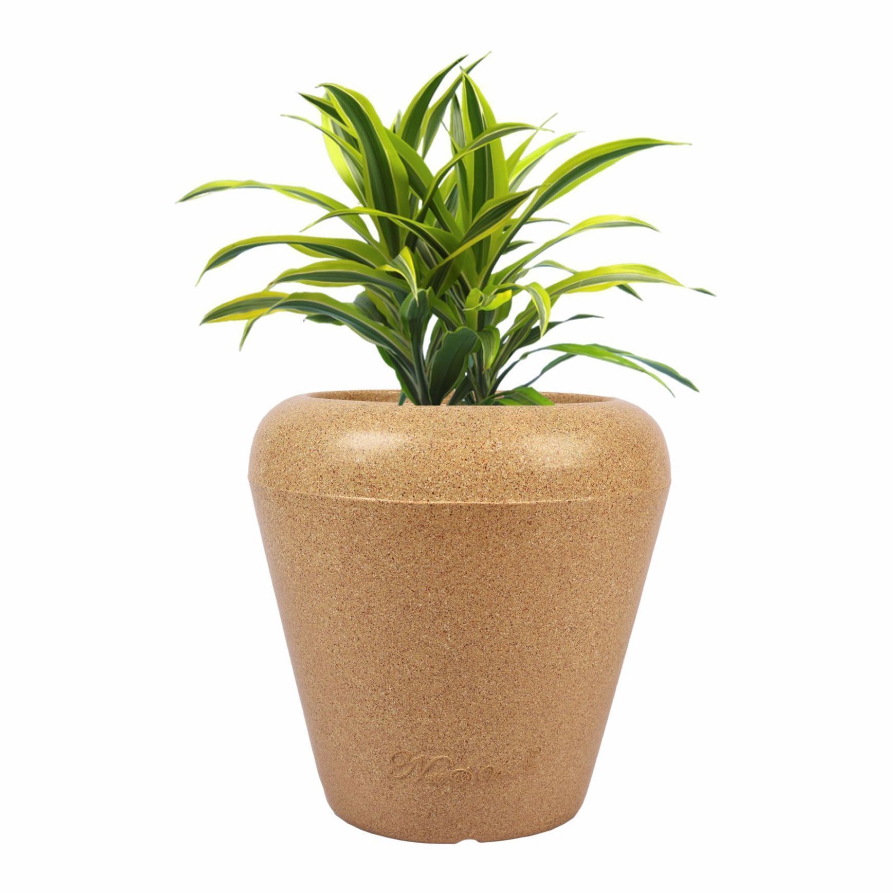 13 X 14 Inch Sandstone Premium Milo Fiberglass Planter - Durable large size decoratiive fiber pot for indoor outdoor plants with 5 year warranty