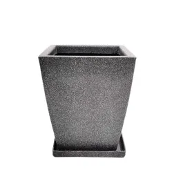 24 X 14 Inch Grey Premium Blaze Fiberglass Planter - Durable large size decoratiive fiber pot for indoor outdoor plants with 5 year warranty