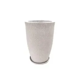14 X 24 Inch White Premium Vazo Fiberglass Planter with Tray- Durable large size decoratiive fiber pot for indoor outdoor plants with 5 year warranty
