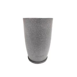 14 X 24 Inch Grey Premium Vazo Fiberglass Planter with Tray- Durable large size decoratiive fiber pot for indoor outdoor plants with 5 year warranty