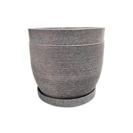 18 X 18 Inch Grey Premium Orbis Fiberglass Planter - Durable large size decoratiive fiber pot for indoor outdoor plants with 5 year warranty