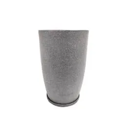 14 X 24 Inch Grey Premium Vazo Fiberglass Planter with Tray- Durable large size decoratiive fiber pot for indoor outdoor plants with 5 year warranty
