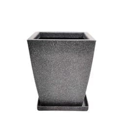 12 X 10 Inch Grey Premium Blaze Fiberglass Planter - Durable large size decoratiive fiber pot for indoor outdoor plants with 5 year warranty