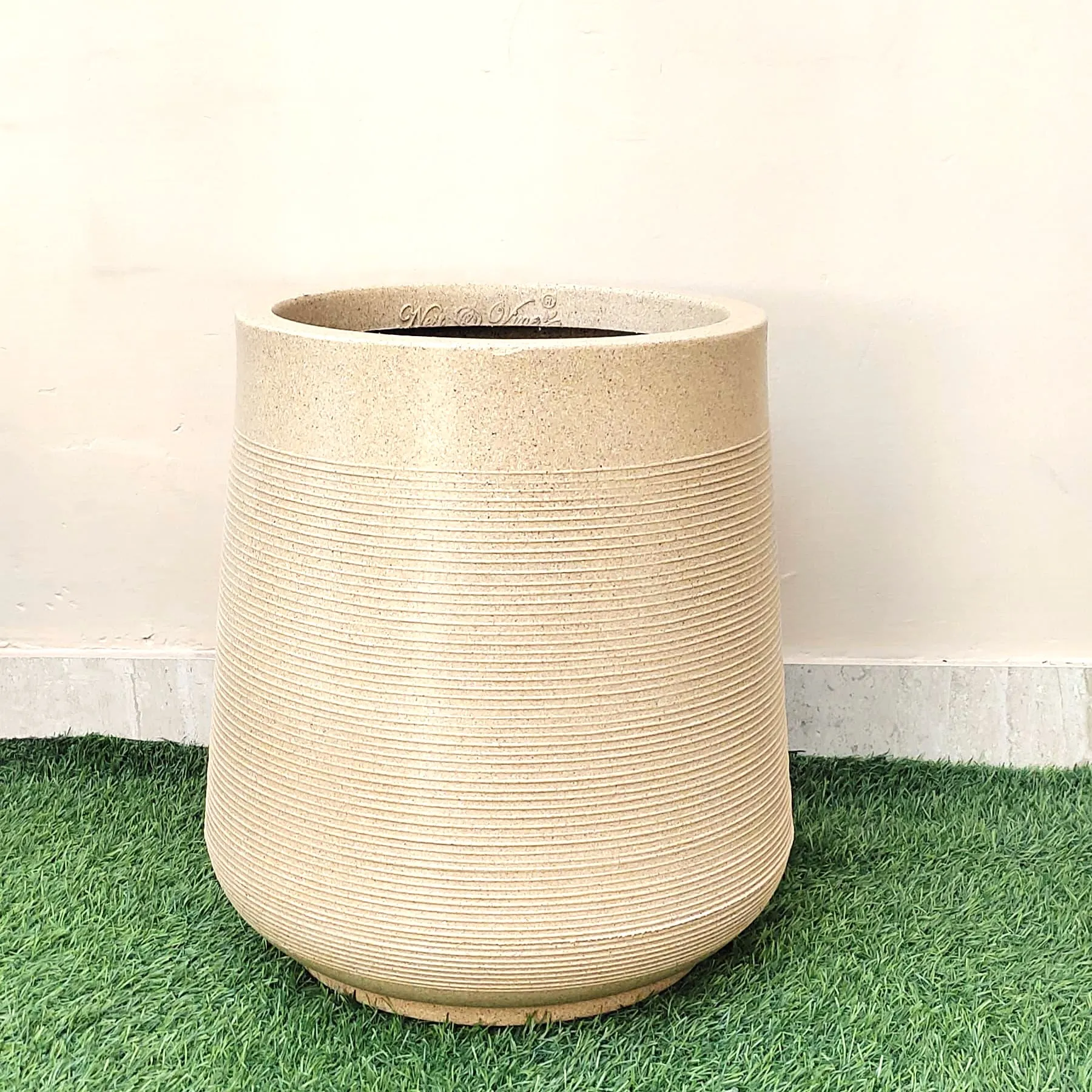15 X 15 Inch Sandstone Premium Sierra Fiberglass Planter - Durable large size decoratiive fiber pot for indoor outdoor plants with 5 year warranty