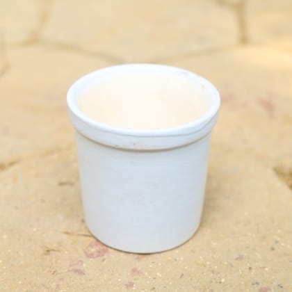 Buy 4 Inch Classy White Cylindrical Ceramic Pot Online | Urvann.com