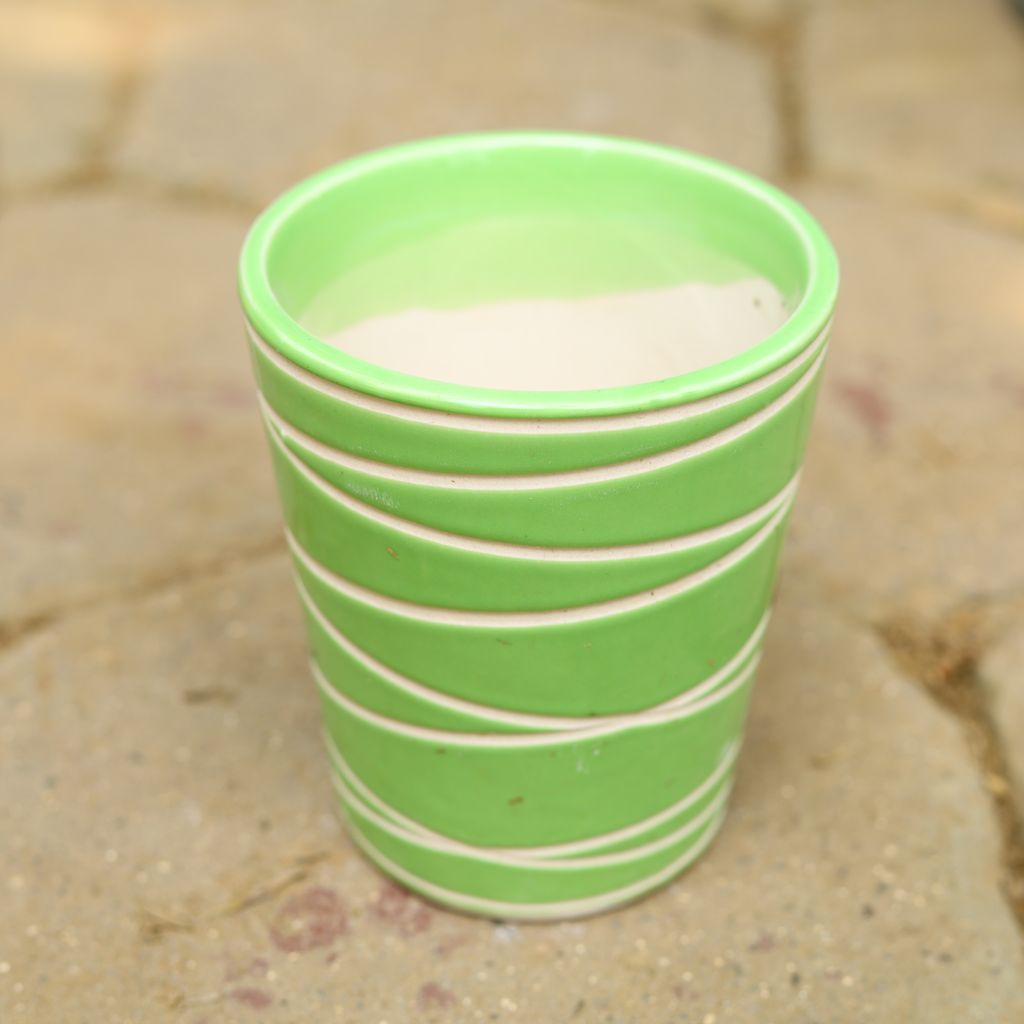 Buy 5 Inch Green Glass Shape Designer Ceramic Pot (any design) Online | Urvann.com 5 Inch Green Glass Shape Designer Ceramic Pot (any design)