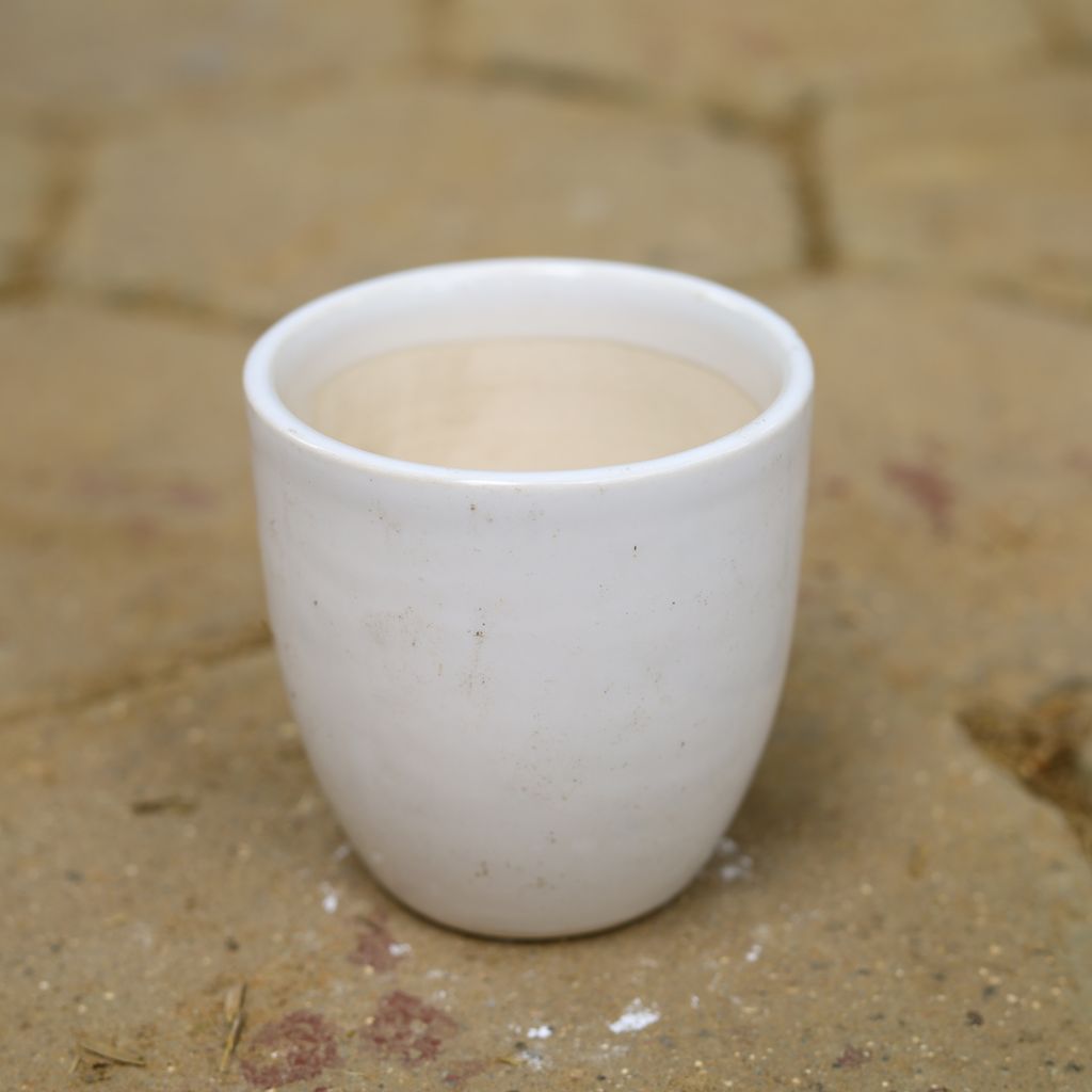 6 Inch White Cup Shape Ceramic Pot