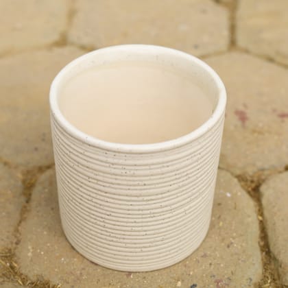 Buy 6 Inch White Ring Designer Cylindrical Ceramic Pot Online | Urvann.com