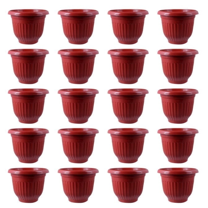 Set of 20 - 8 Inch Terracotta Red Olive Plastic Pot