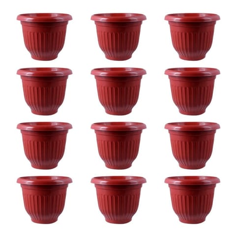 Set of 12 - 12 Inch Terracotta Red Olive Plastic Pot