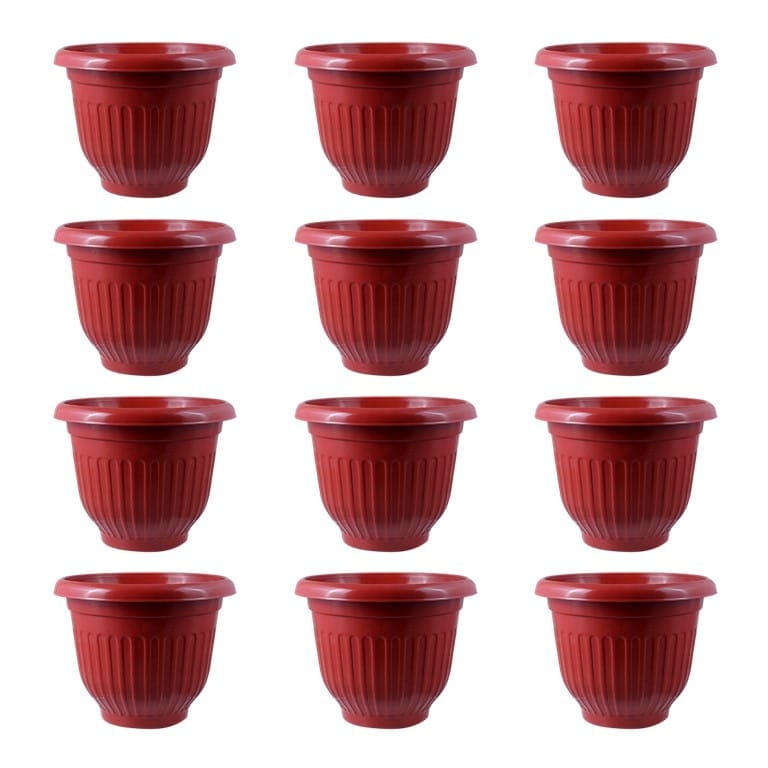 Set of 12 - 8 Inch Terracotta Red Olive Plastic Pot