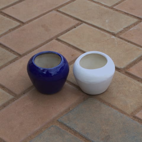 Set Of 2 - 3 Inch Classy Apple Ceramic Pot (Any Colour)