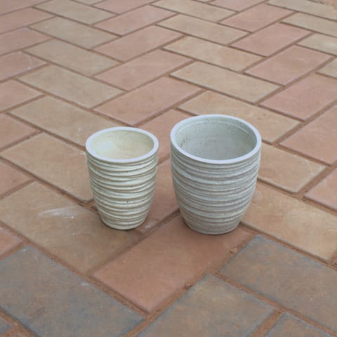 Set Of 2 - 4 & 6 Inch Ring Designer Ceramic Pot