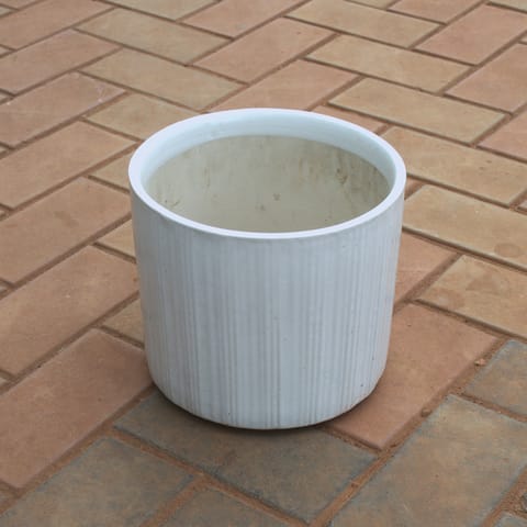 10 Inch White Cylindrical Designer Ceramic Pot