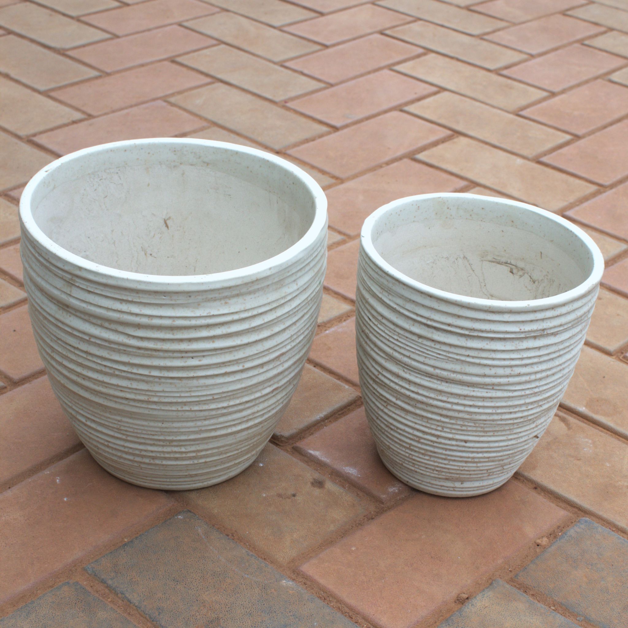 Set Of 2 - 10 & 8 Inch Ring Designer Ceramic Pot
