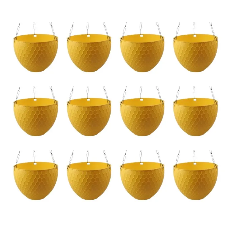 Set of 12 - 6 X 4 Inch Yellow Premium Cerana Plastic Hanging Basket