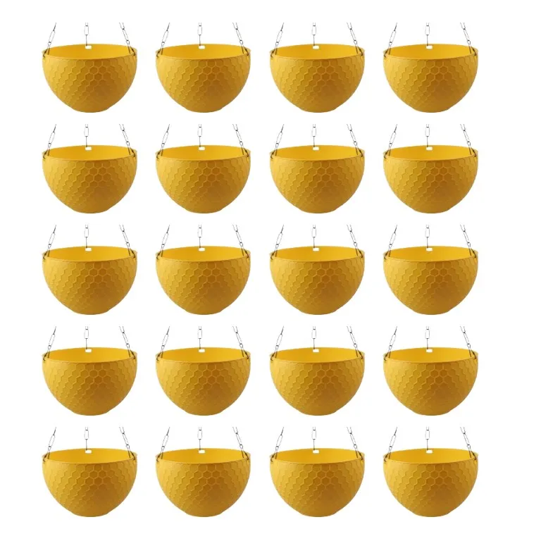 Set of 20 - 6 X 4 Inch Yellow Premium Cerana Plastic Hanging Basket
