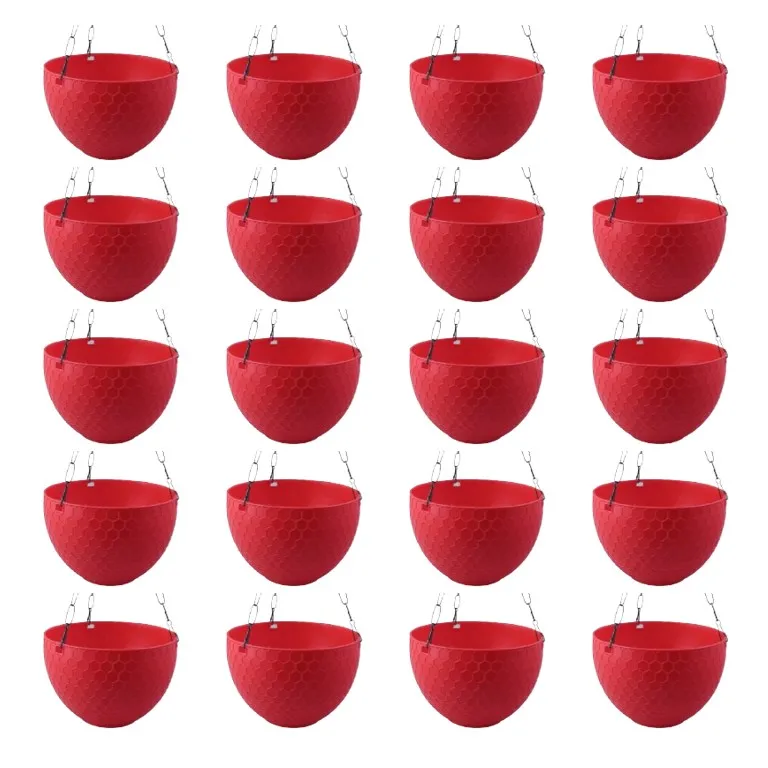 Set of 20 - 6 X 4 Inch Red Premium Cerana Plastic Hanging Basket