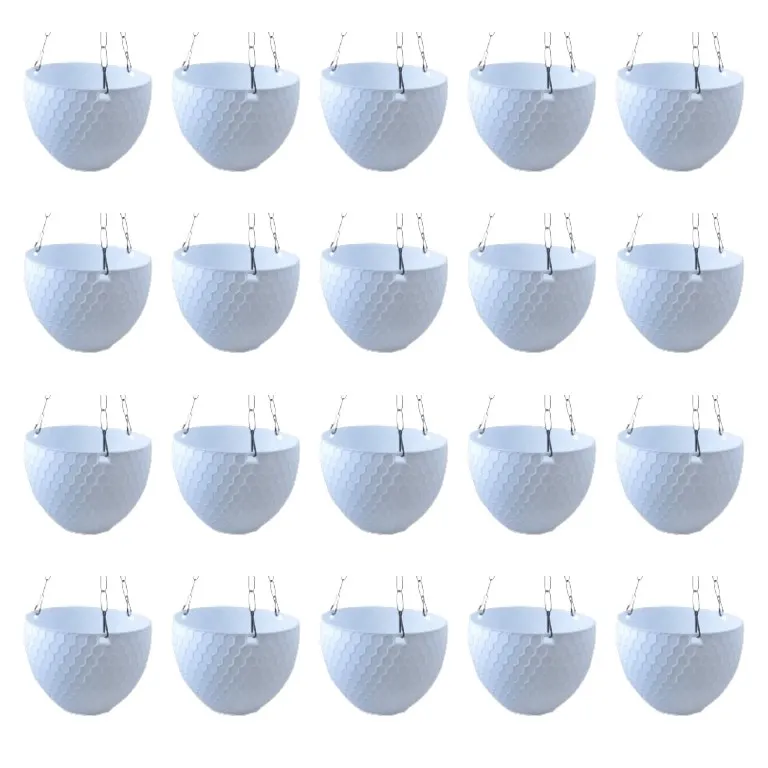 Set of 20 - 6 X 4 Inch White Premium Cerana Plastic Hanging Basket