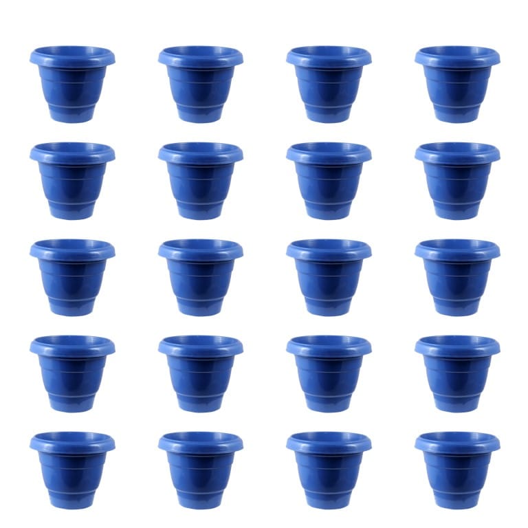 Set of 20 - 08 Inch Blue Classy Plastic Pot